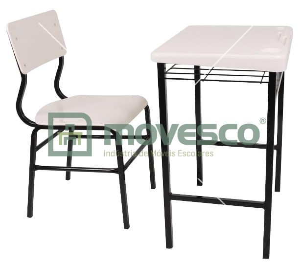 Conjunto Adulto Mesa e Cadeira Branco MV-106RIN + MV-200RIN